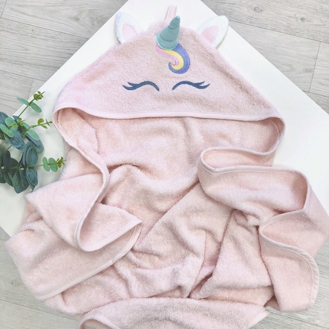 Prosop bebe copii cu gluga din bumbac, Unicorn (1)